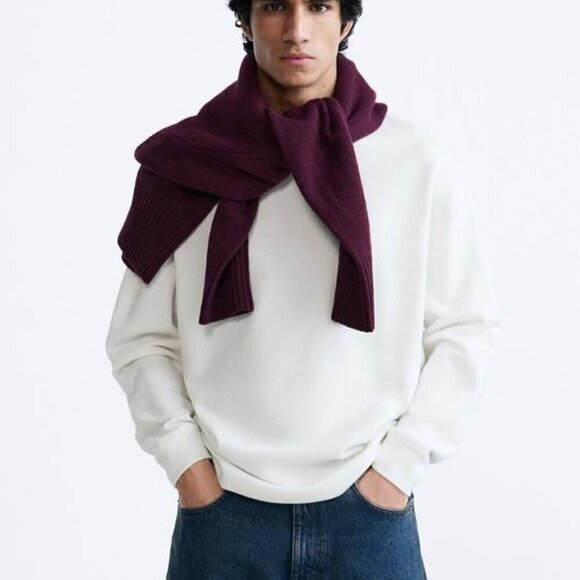 ZARA WHITE BRUSHED RIB T-SHIRT - Picture 1 of 7